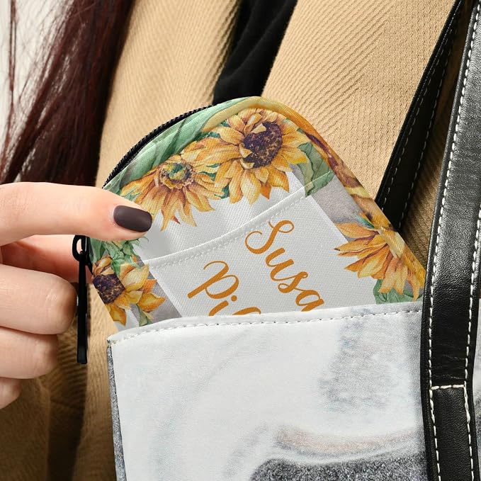 Custom Pill Box 7 Day Pill Case Bag Sunflower Personalized Name Travel Pill Organizer Bag with Zipper Portable Weekly Case Compact Size for Vitamin Supplement Holder