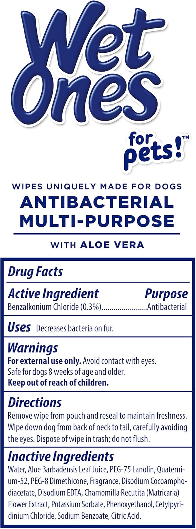 Wet Ones for Pets Multipurpose Dog Wipes with Aloe Vera, Tropical Splash Scent - Pet Bathing Wipes with Wet Lock Seal for Dog Paws and All-Over Use, 100 Count - 12 Pack