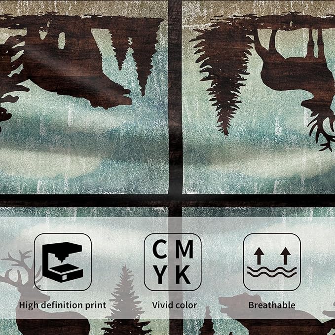 Giwawa Vintage Bear Deer Hand Towel Set of 2, Forest Wildlife Elk Moose Tree Facerag Super Soft Face Towel for Bathroom Kitchen Adult Man