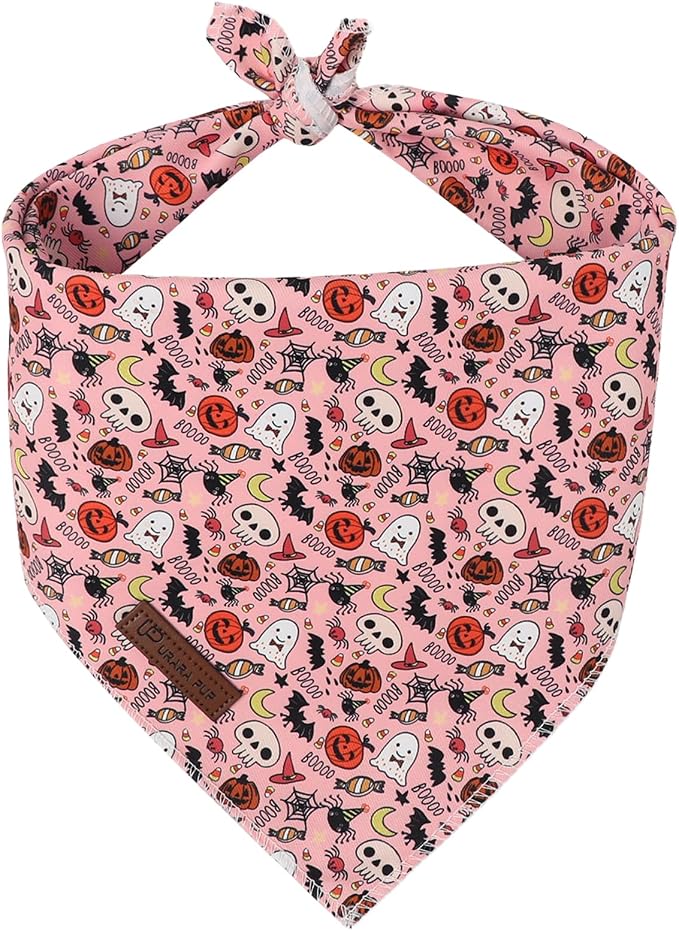 Halloween Dog Bandana, UP URARA PUP Puppy Bandana for Small,Medium Dog, Comfortable Cotton Triangle Bid Scarf Dog, Pet Kerchief for Girl Boy Dogs or Cats, Fancy Fall Classic Dog Bid Scarf