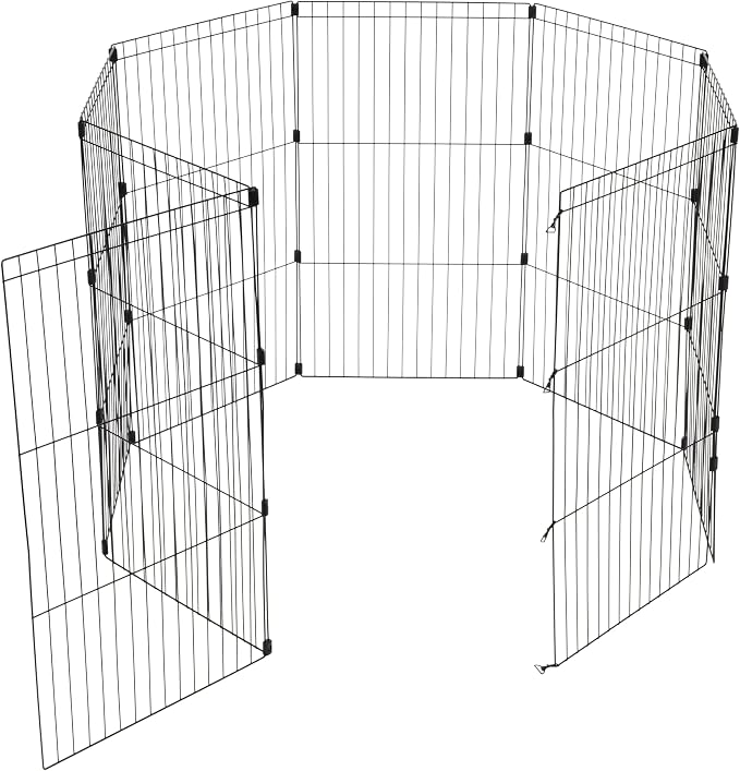 IRIS USA 42" 8-Panel Metal Pet Dog Puppy Playpen, Indoor/Outdoor Dog Fence, 58 x 58 x 42, Foldable, Customizable, Black