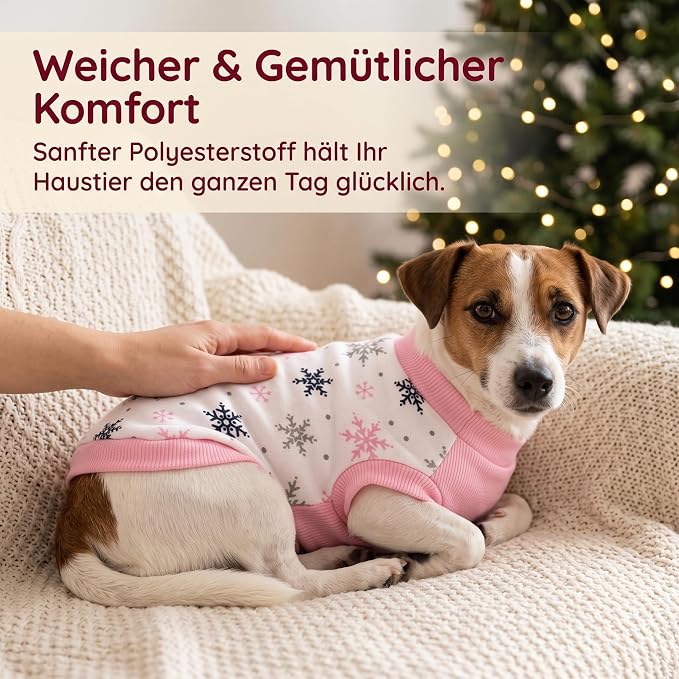 Dog Shirt, Red Snowflake Dog Clothes for Small to Medium Dogs, Unisex Dog Apparel for Holiday Celebrations, L