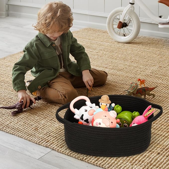 Black Basket for Gifts Cute Baby Gift Baskets Empty 13.7"x10"x5" Decorative Storage for Organizing Shelves Closet Baby Nursery Basket Bin Toy Storage tote Organizer