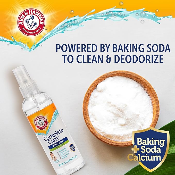 Arm & Hammer Complete Care Dog Dental Spray, Mint Flavor, Brushless Dog Breath Freshener with Baking Soda and Calcium for Tooth Enamel Support, Fluoride-Free, 6 Fl Oz