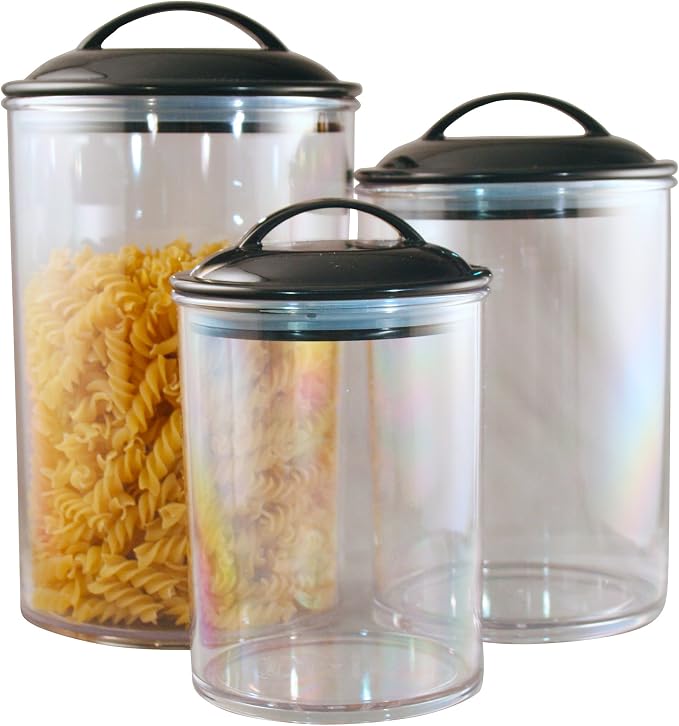 Calypso Basics by Reston Lloyd Acrylic Storage Canisters, Set of 3, Black