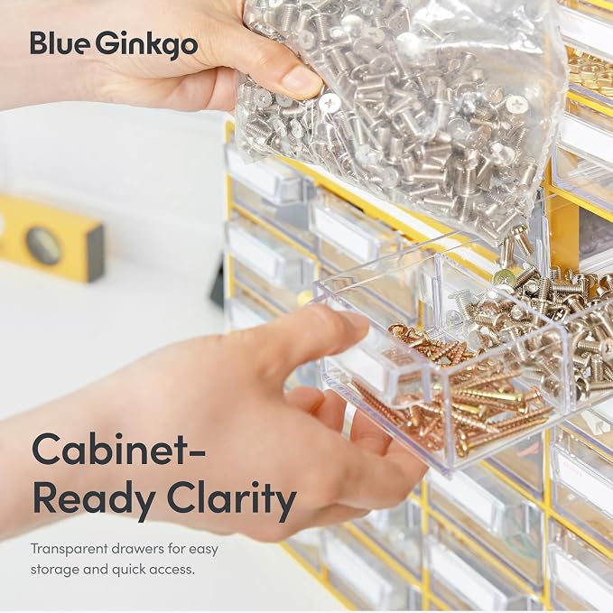 Blue Ginkgo 20-Drawer Storage Cabinet Organizer, Grey, Made in Korea | Stackable. Adjustable. Easy Visibility.