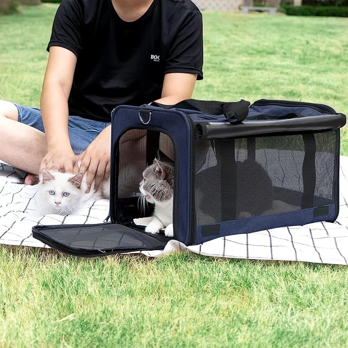 GAPZER Medium Cat Carrier Large Cat 15 lbs+ Soft Pet Car Cage Small Puppy | Privacy Protection Big Kitten Car Travel Cloth Carry Bag up to 20 lbs, Small Animal Portable Mesh Kennel Cage for Vet Visits
