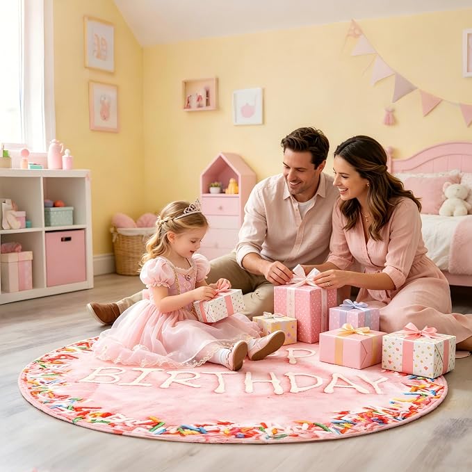 Bnuitland Pink Birthday Cake Blanket, 300 GSM Double Sided Giant Realistic Funny Gift Throw for Sofa Bed, Super Soft Novelty Food Blanket for Kids/Pets and Adults