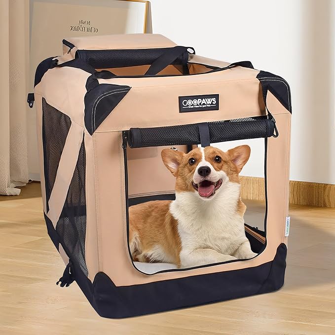Jespet 3 Door Soft Dog Crates Kennel for Pets, Folding Travel Pet Carrier | 3 Mesh Doors 36'' Dog House, Large Pocket, Easy to Install, Steel Frame, Removable Crate Pad, For Indoor & Outdoor