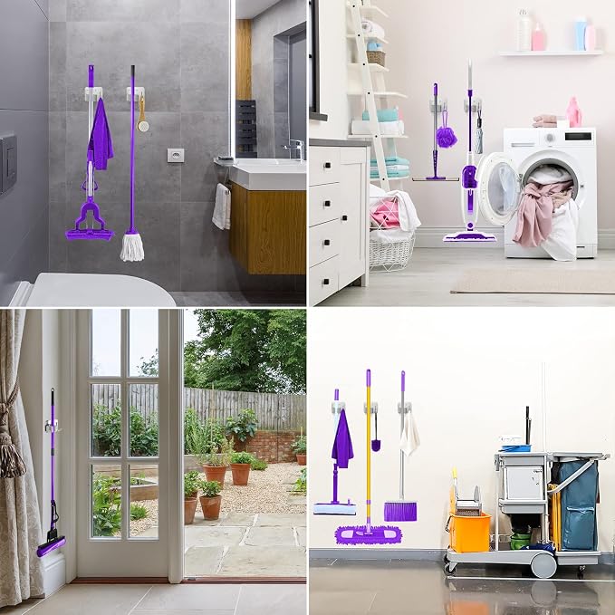 Broom Holder Wall Mount Screw Drilling, Sturdy Heavy Duty Stainless Steel Mop Gripper Rack Perforated, Perfect for Laundry Room Organizer, Fit with Laundry Kitchen Garage Garden Storage System | Drill-Mounted Gripper Rack Holds Brooms, Mops and Garden ...
