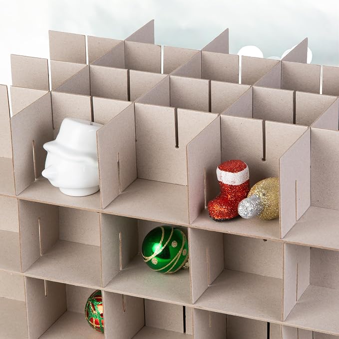 Christmas Ornament Storage Box - Large Christmas Decor Storage Containers that Store up to 128 Ornaments of 3 Inches - Durable Material To Protect And Store Holiday Ornaments Décor, Gray