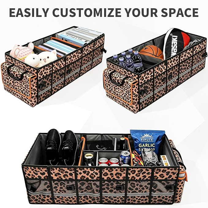 GDNasist Car Trunk Organizer and Storage for Car, SUV & Sedan, Large | Collapsible Trunk Organizers with Lid & Removable Cooler Bag, Car Accessories, Removable Dividers for Custom Space, Interior