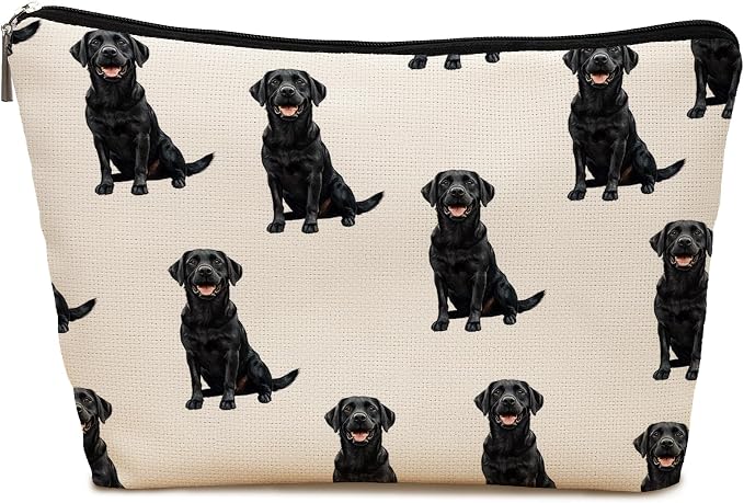 Black Labrador Retriever Dog Makeup Bag, Labrador Retriever Lovers Gifts Cosmetic Bag for Women, Dog Mom Lovers Owner Gifts for Women, Pet Lover Gift Zipper Travel Makeup Pouch for Purse