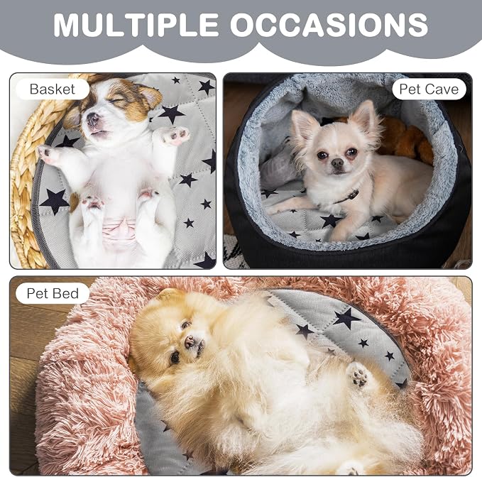 4 Pack Self Warming Cat Bed Self Heating Cat Mat Star Pattern Soft Dog Crate Pad Thermal Pet Mat Anti Slip Kennel Dog Washable Warming Bed for Outdoor Indoor(15.7 Inch,Gray)