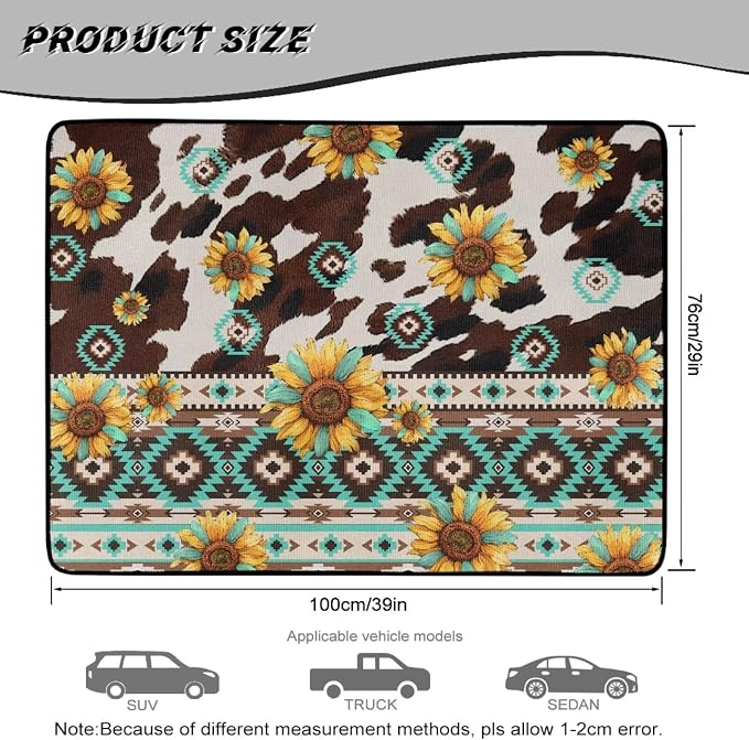 Howilath Southwest Aztec Sunflower Car Trunk Mat for SUV – All Weather Trunk Liner, Car Cargo Liner Non-Slip Cargo Mat, Universal Fit Rear Trunk Protection, Vehicle Interior Accessories