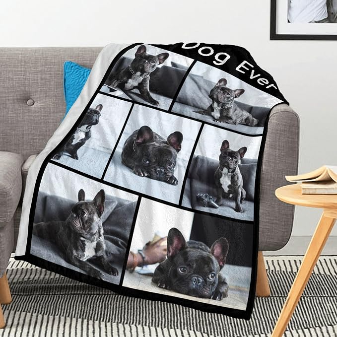 Personalized Dog Blanket with Picture Name, Loss of Pet Sympathy Gift, Custom Photo Blanket for Best Dog Ever, Puppy Gifts for New Owners, Pet Memorial Gifts for Birthday Christmas