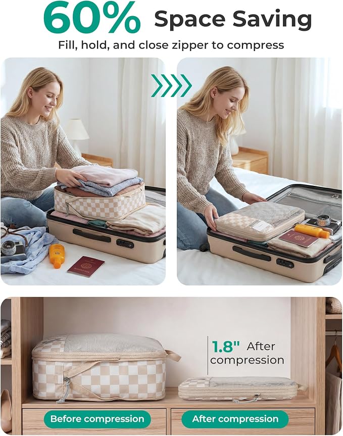 BAGSMART Compression Packing Cubes for Travel Essentials | 14 Set /6 Set /4 Set/2 Set, Lightweight, Durable