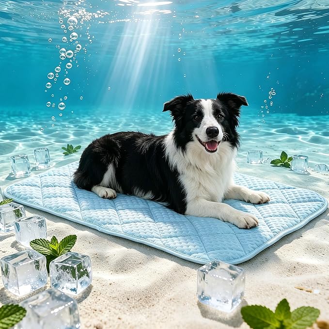 Dog Cooling Mat 35.4" x 23.6", Double-Sided Dog Cooling Mat, Q-MAX>0.45, Washable Portable Cooling Mat for Dogs, Crate, Couch & Car