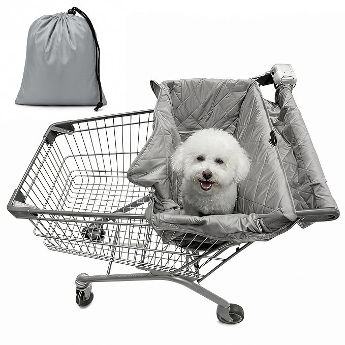 Portable Shopping Cart Cover for Dogs | Grocery Cart Cover with Carry Bag for Pets, Secured with Velcro, Soft, Comfortable and Waterproof, Easy to Clean