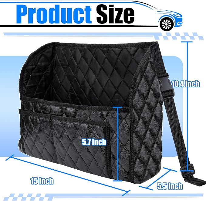 BFXM Car Purse Holder Between Seats, Leather Front Seat Car Organizer | Large Capacity Car Net Pocket Handbag Holder, Backseat Barrier Storage Bag Fits for Car, Truck, SUV, Purse Holder for Car