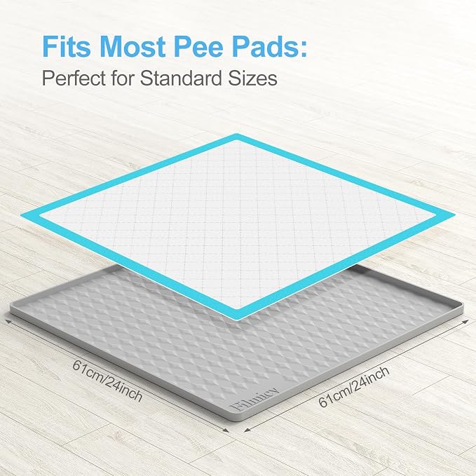 Filmicy Pee Pad Holder for Dogs,Silicone Dog Puppy Pad Holder, 24 x 24 No Spill Raised Lip High Edge,Portable, Leak-Proof Mat Holder for Dog Training Pads,Square Potty Trays for Home Floor Protection