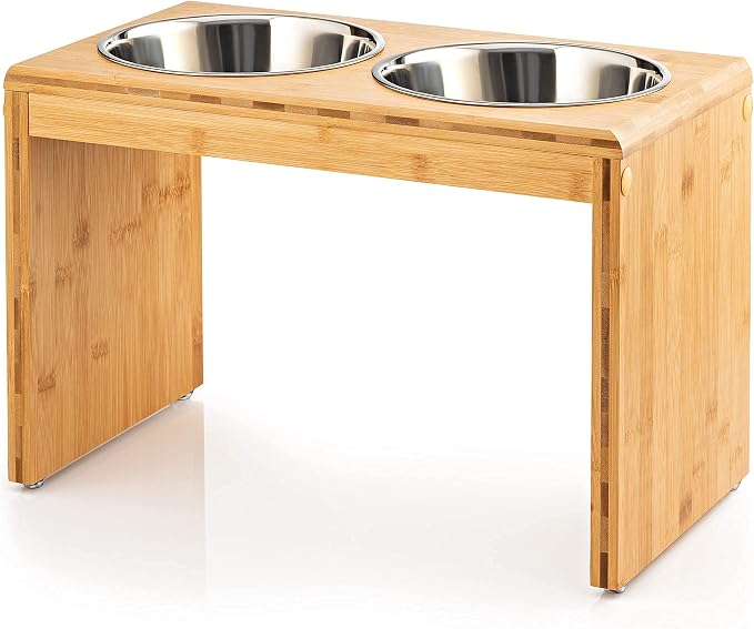 Pawfect Pets 12" Elevated Dog Pet Feeder- Large Raised Dog Bowl Stand- Includes 4 Stainless Steel Bowls (12 Inch)