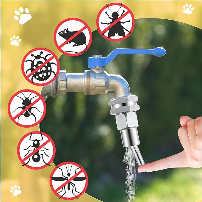 Hohean Stainless Steel Automatic Water Drinker 1/2'' 3/4'' Automatic Nipple Drinking Waterer Brass Water Tank Connector with Hole Opener and Plumber's Tape for Dogs and Other Pets