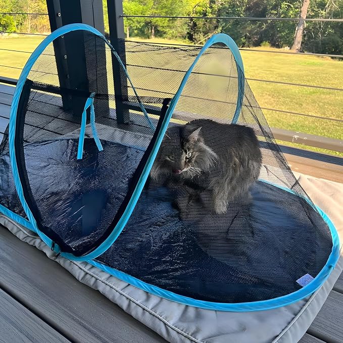 Cat Tent Outdoor, Pet Enclosure Tent Suitable for Cats and Small Animals, Indoor Playpen Portable Exercise Tent with Carry Bag(Orange) | Pop Up Catio, Waterproof PE Base, Anti-Bug Mesh, Firm Steel Rods, Kitten Small Animal Travel Yard Gear, Carry Bag