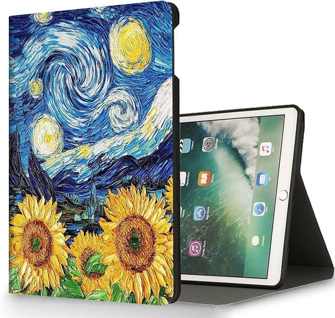 for Microsoft Surface Pro 11/10/9-13" 2024/2022 Tablet Case,Auto Wake/Sleep,Adjustable Stand Protective Cover - Starry Night Sunflower