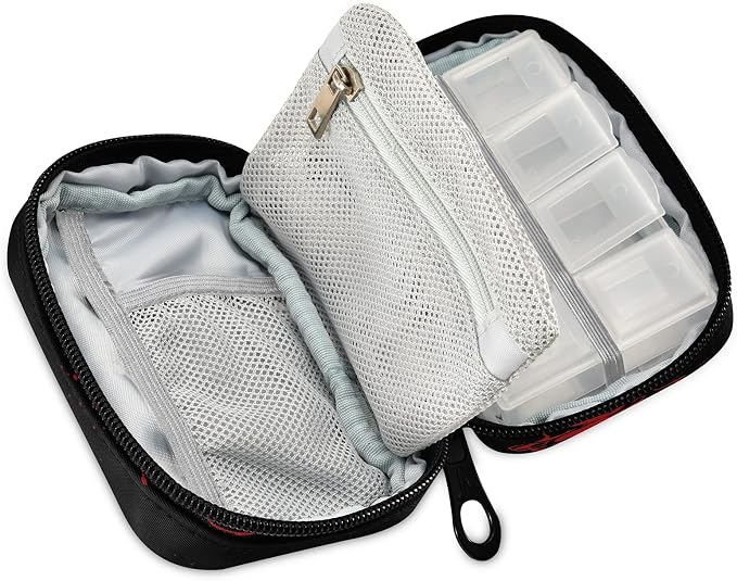 Cool Halloween Skull Pill Box 7 Day Pill Case Travel Pill Organizer Bag with Zipper Portable Weekly Case Compact Size for Vitamin Supplement Holder