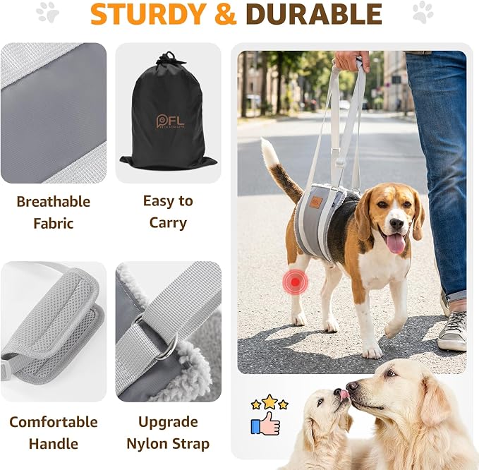 Adjustable Dog Sling for Medium Dogs Soft Post-ACL Surgery Mobility Aid | Dog Lift Harness, Helps Seniors, Injured, Disabled and After ACL Surgery Dogs, Daily Walk/ Stairs, Soft Padded, Easy to Use