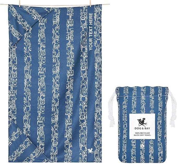 Dock & Bay Pet Towel - Super Absorbent & Quick Drying Dog Towels with Bag - 100% Recycled - Puppy Party, Medium (90x50cm, 35x19)