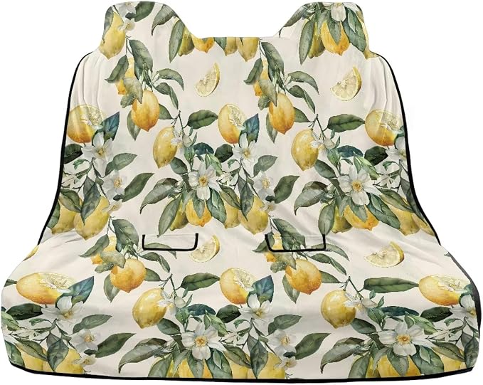 Renewold Car Rear Bench Towel Seat Covers for Dogs Cats Car Backseat Cover After Gym Running Yoga Beach Mat Fit Most SUV Van Sedan Truck Yellow Lemon Picnic Pads Golf Cart Seat Towel Blanket