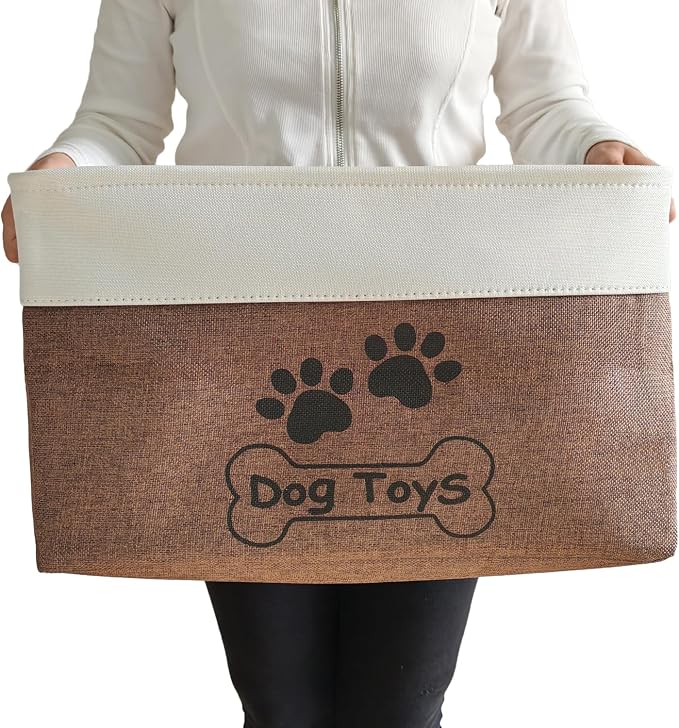 Large Dog Toy Basket Foldable Dog Toy Box Dog Toy Bin for Pet Chew Toys Accessories