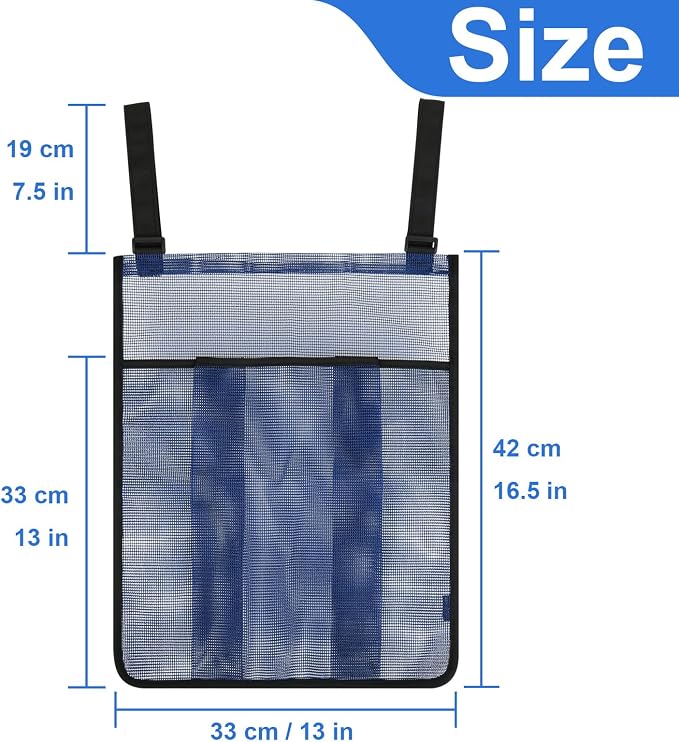 2 Pieces Trampoline Shoes Bag, Storage Mesh Bag With 2 Hook and Loop Strap, Shoe Holder, Indoor Fitness Shoes Organizer, Equipment Bag Accessories (Blue)
