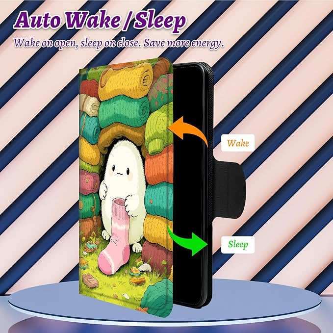 Rotating Handle Case for Samsung Galaxy Tab S8 Plus 2022/S7 FE 2021/S7 Plus 2020 12.4 Inch, 360 Degree Swivel Kickstand with Magnetic Closure Leather Protective Cover, Sock Pet