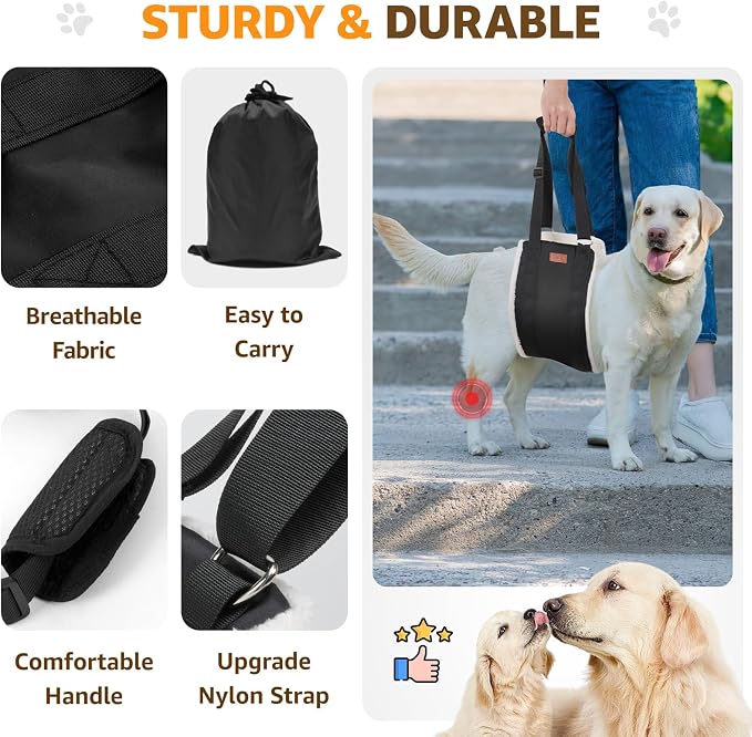 Adjustable Dog Sling for Large Dogs Hind Leg Support Weak Legs Mobility Aid | Dog Lift Harness, Helps Seniors, Injured, Disabled and After ACL Surgery Dogs, Daily Walk/ Stairs, Soft Padded, Easy to Use