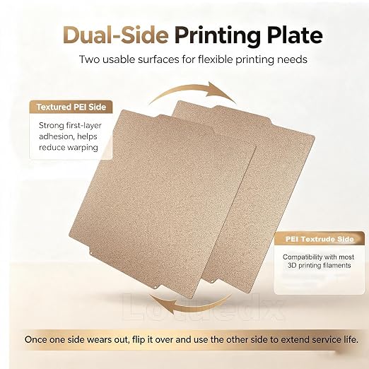 for Flashforge Creator 5/5 Pro Build Plate Dual-Texture PEI,Double-Sided Spring Steel Heated Bed,Flexible Magnetic Plate with Strong Adhesion & Easy Removal for Flashforge 3D Printer Accessories