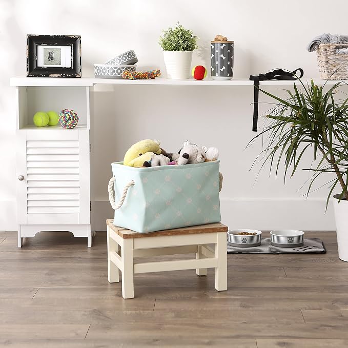 Bone Dry Pet Storage Paw and Bone, Trellis Collection, Small Rectangle, 14x8x9, Aqua