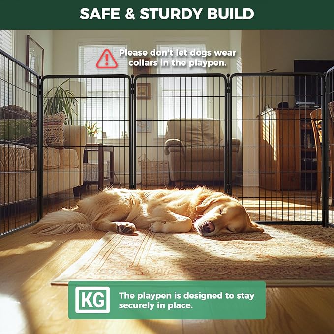 FXW Homeplus Indoor Dog Playpen, 45" H, 6 Panels, for Large Dogs | Stress-free play, Heavy-duty, Semi-open design, Easy setup, Threshold-free gate, Expandable, Patented