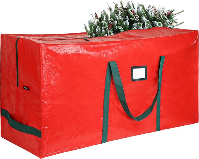 Large Christmas Tree Storage Bag Heavy Duty 9 Ft (Red) | Protects From Moisture & Dust, Holiday Storage, Alternative To Tree Storage Box