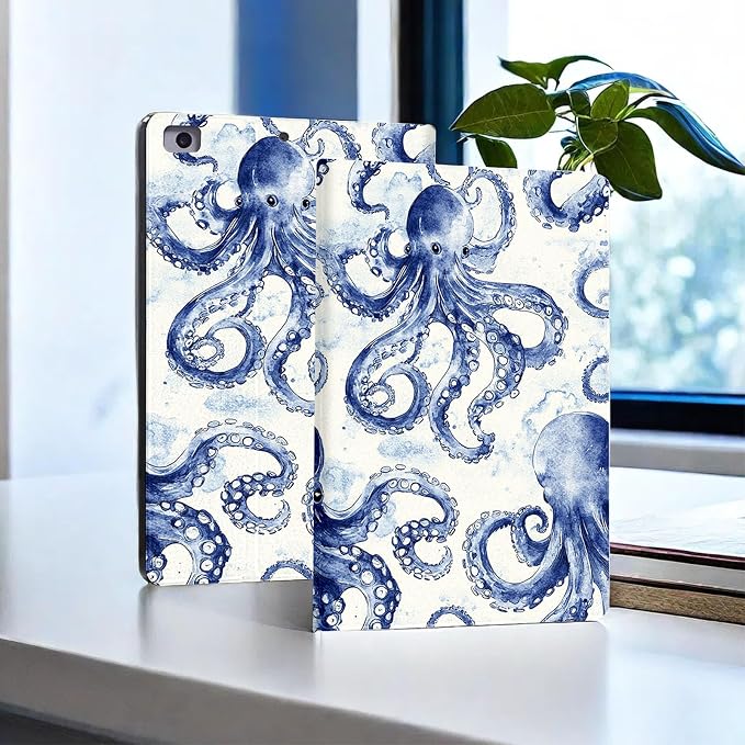for Microsoft Surface Go 4/3/2/1-10.5" 2021 Tablet Case,Auto Wake/Sleep,Adjustable Stand Protective Cover - Octopus Pattern