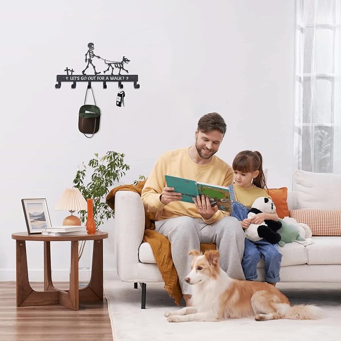 Skull Dog Paw Shaped Wall Mount Leash and Key Hook - Gothic Home Decor Organizer