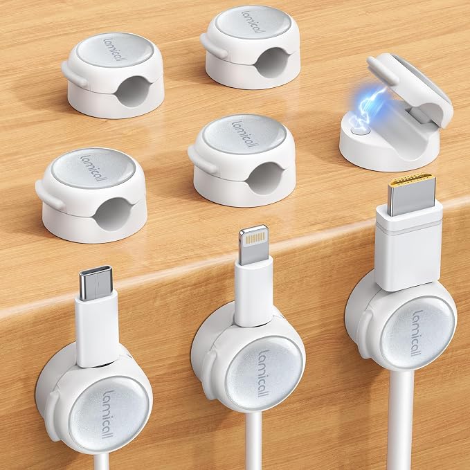 Lamicall 8 Pack Magnetic Cable Clips Cord Organizer - Silver Shine Design