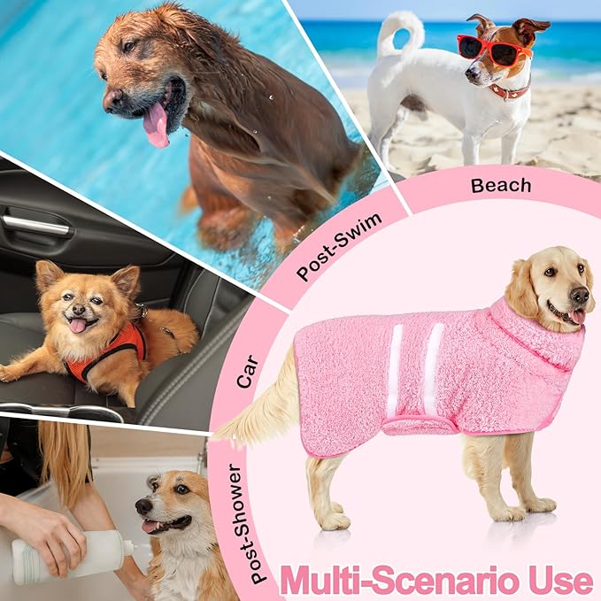 Dog Bathrobe Super Absorbent Dog Towels Large Quick Drying Robes for After Bath Soft Adjustable Warm Keeping Dogs Towel(S-XXL)