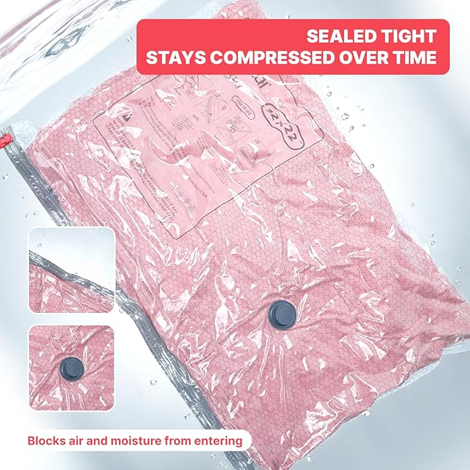 8Pack Vacuum Storage Bags with Electric Pump, Jumbo Vacuum Seal Bags for Clothing, Bedding & Blankets, Heavy Duty Compression Space Saver with Airtight Seal, Closet & Under Bed Storage-4L+4XL
