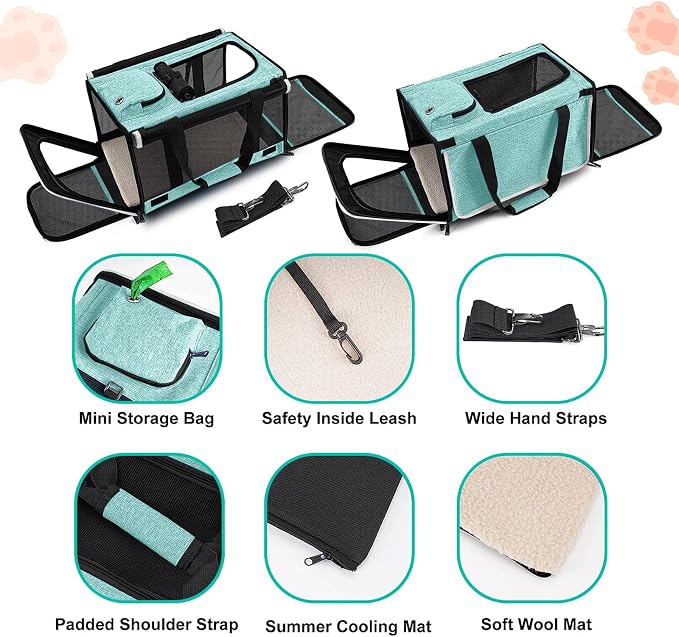 GAPZER Small Dog Carrier Yorkshire Puppy Softshell Chihuahua Transport Cage | Privacy Protection Big Kitten Car Travel Cloth Carry Bag up to 20 lbs, Small Animal Portable Mesh Kennel Cage for Vet Visits