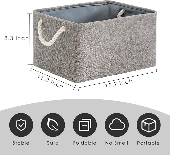 Storage Bins - 3PCS Fabric Storage Baskets for Organizing Shelves | Large Basket Closet Organizer for Home Shelf Dog Laundry Organization | Collapsible Storage Cubes W/Handles