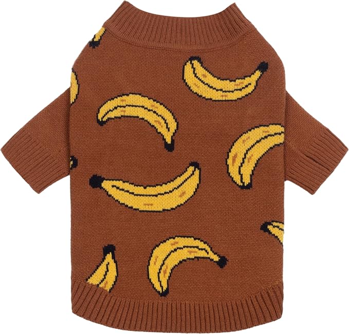Fitwarm Banana Dog Sweater, Thermal Dog Winter Clothes for Small Dogs Boy Girl, Pet Outfit, Brown, Yellow, Medium