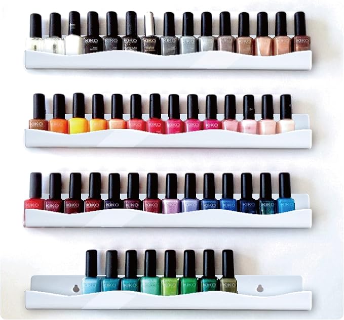 15" Nail Polish Rack Wall Mounted Shelf,6 Pack White Acrylic Nail Polish Organizer Nail Supplies for Nail Techs,Great Display for Salons Retailers, YMVVWHITE 003